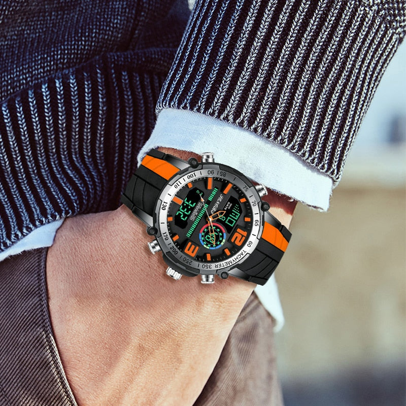 2021 New Men Watch Top Brand Luxury Fashion Dual Display Wristwatch Analog Digital Sports Waterproof Clock Relogio Masculino|Sports Watches|