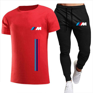 2021New BMW M Men's Summer Leisure Sets T Shirt+pants Two Pieces Casual Tracksuit Male Sportswear Gym Brand Clothing Sweat Suit|Men's Sets|