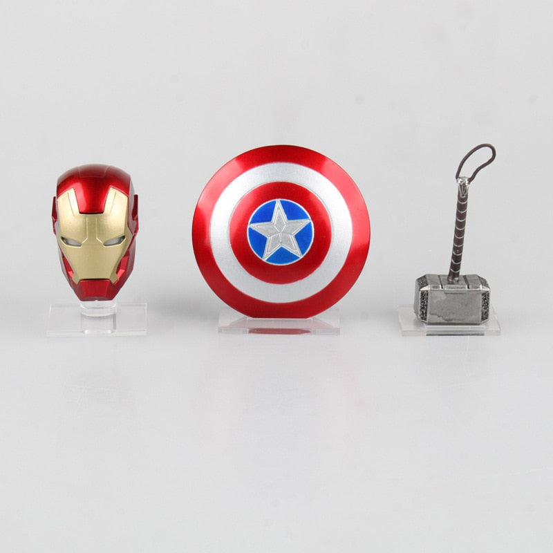3pcs/set Marvel Avengers Super Hero Weapons Captain America Shield & Iron Man