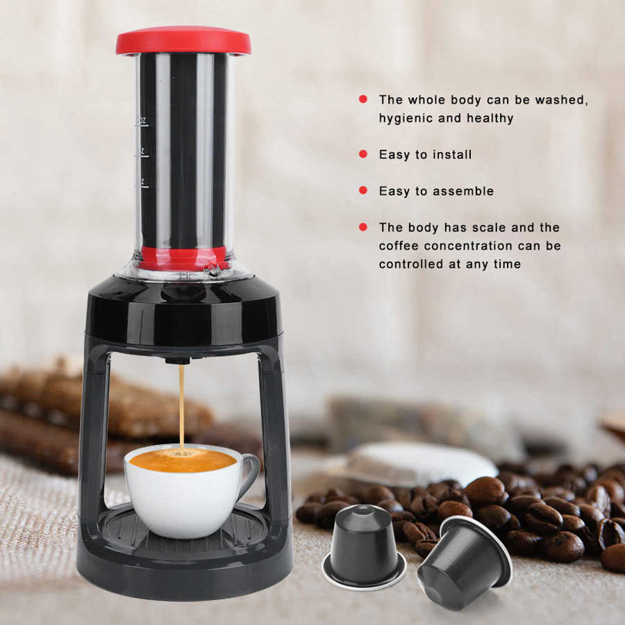 Espresso Coffee Maker Hand Press Capsule Ground Coffee Brewer