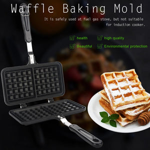 Dual Head Household Kitchen Gas Non Stick Waffle Maker Pan Mould Mold Press Plate Baking Tool Aluminum Alloy|Waffle Makers|