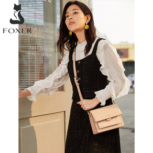 FOXER Women Bags Split Cow Leather Crossbody Shoulder Bags 2020 Fashion Small Lady Flap Purse Female Bag Valentine Gift for Girl|Top-Handle Bags|