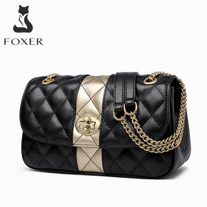FOXER Women Chain Strap Messenger Bag Diamond Lattice Flap Lady High Quality Leather Ladies' Shoulder Bags Valentine's Day Gift|Shoulder Bags|