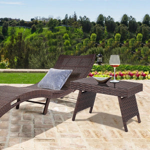 Giantex Folding PE Rattan Side Coffee Table Patio Garden Outdoor Furniture Brown NEW Home Furniture HW63889|Coffee Tables|