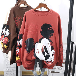 Hot Disney Cartoon Woman Fashion Mickey Mouse Fall/Winter Edition Round Neck Printing Loose Pullover Sweater Clothing|Pullovers|