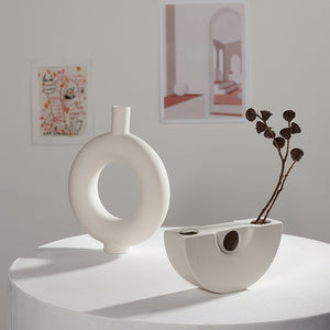 Nordic Dried Flower Vase White Ceramic Vase Home Decoration Flower Arrangement Hydroponic Home Cafe Studio Decor|Flower Pots & Planters|