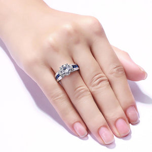 Szjinao 100% 925 Sterling Silver 2ct Round Moissanite Ring Women Diamond