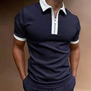 Summer New Men Polo Shirt Short Sleeve Oversized Loose Zipper Color Matching Clothes Luxury Male Tee Shirts Top U.S. Yards|Polo|