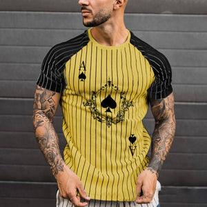 Men's T shirt New Short Sleeve T Shirt Summer 2021 Mens Clothing Casual Ace Spades Card Letters Print Loose Tops T shirt For Men|T-Shirts|