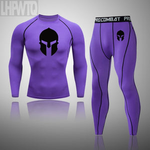Men's Running Set Gym Legging Thermal Underwear Spartan Compression Fitness MMA Rashguard Male Quick Drying Tights Track Suit|Running Sets|