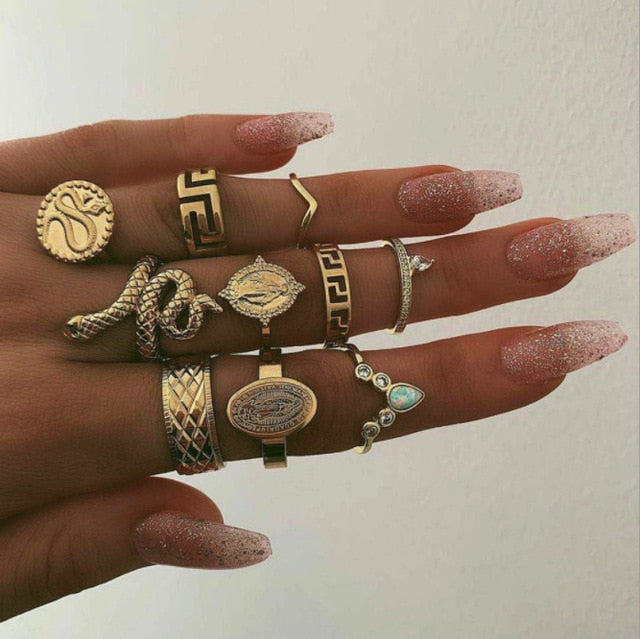 Snake rings set for women anillos jewelry