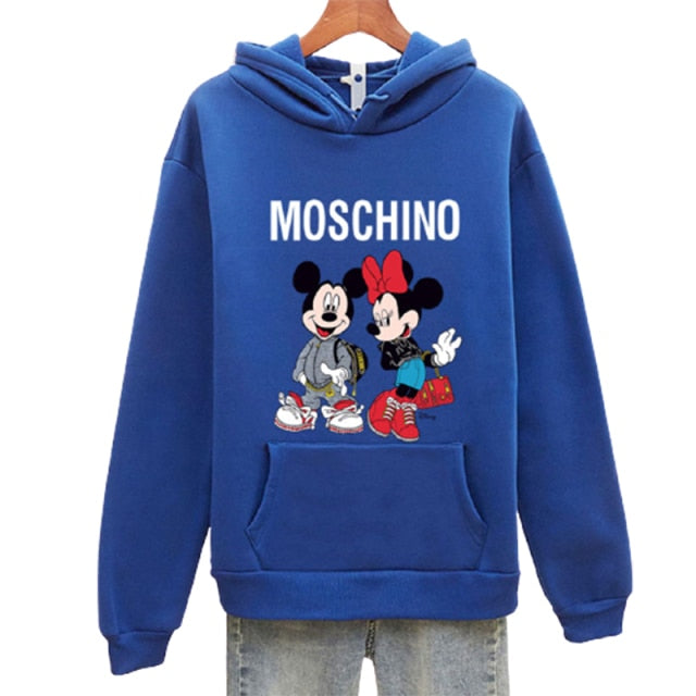 Disney Hoodie Women Mickey Mouse Fall Winter Fashion Loose Simple Plus cashmere Cartoon Streetwear Pullover Clothes|Hoodies & Sweatshirts|
