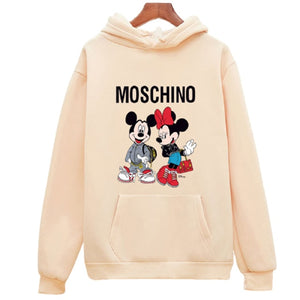Disney Hoodie Women Mickey Mouse Fall Winter Fashion Loose Simple Plus cashmere Cartoon Streetwear Pullover Clothes|Hoodies & Sweatshirts|
