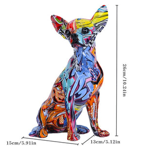 Simple Creative Color Bulldog Chihuahua Dog Statue Living Room Ornaments Home Entrance Wine Cabinet Office Decors Resin Crafts|Figurines & Miniatures|