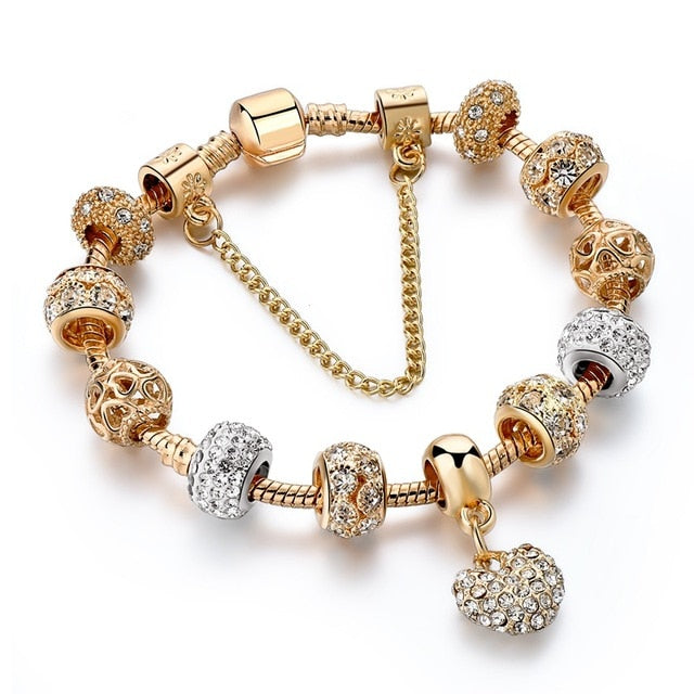 Fashion gold heart Bracelets&Bangles For Women Pulseira Feminina Charm Crystal Jewelry Trendy Bracelet