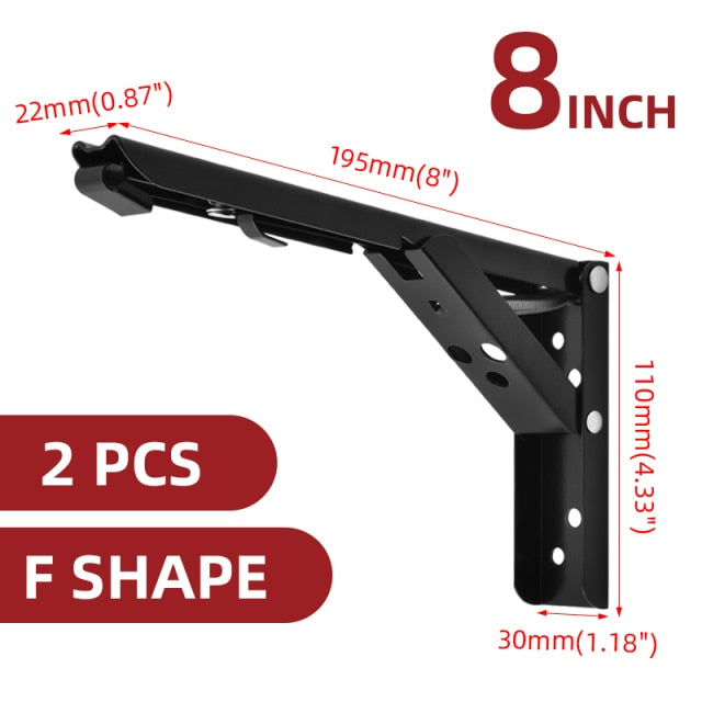 2PCS 8 14inch Stainless Steel Folding Bracket,White And Black Iron Bracket,Adjustable Wall Support Table, DIY Furniture Hardware|Brackets|