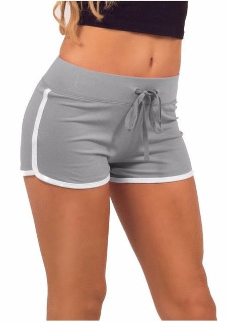 Summer Leisure Women Shorts Contrast Binding Side Split Elastic Waist Loose Casual Shorts Yo Ga Short Feminino|Shorts|