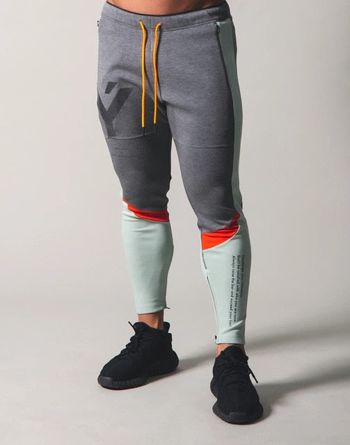 Sports pants men's jogger fitness sports trousers new fashion printed muscle men's fitness training pants|Skinny Pants|