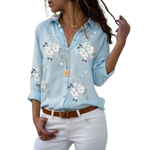 Long Sleeve Women Blouses 2021 Plus Size Turn down Collar Blouse Shirt Casual Tops Elegant Work Wear Chiffon Shirts 5XL|Shirt|