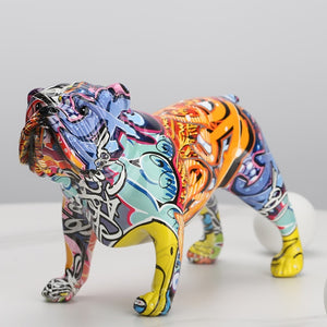 creative Colorful English bulldog figurines Modern Graffiti art home decorations