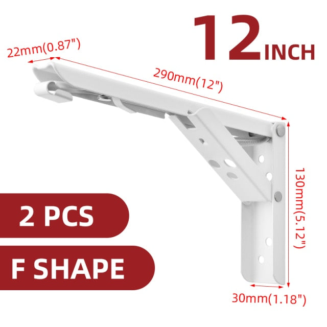 2PCS 8 14inch Stainless Steel Folding Bracket,White And Black Iron Bracket,Adjustable Wall Support Table, DIY Furniture Hardware|Brackets|